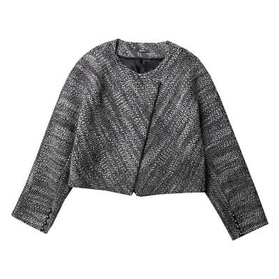 TANG TOWN 自制 优雅摩登兼容 复古显瘦高羊毛粗花呢无扣短外套