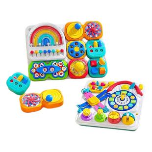 澳贝彩虹洞洞忙碌板蒙特梭利早教教具益智动脑开锁版宝宝礼物玩具