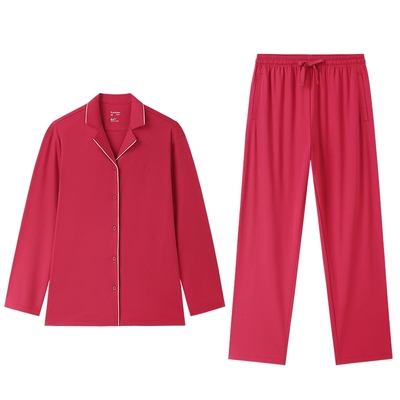 全棉时代男女士睡衣红色马年本命年水光棉家居服纯棉套装2件套春