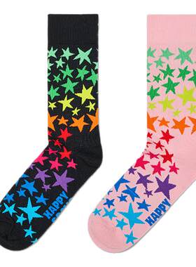 【春夏款】Happy Socks潮牌星星个性创意袜子圣诞时尚中筒袜
