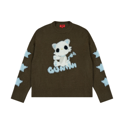 GOODBAI GOODEES星星机器小猫撞色图案套头毛衣