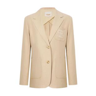 【法国亚麻】Eland衣恋西装女单排扣合身型外套2025夏季新款淡人