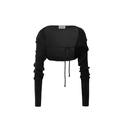 threetimes张元英姜惠元同款2026春秋针织外搭开衫长袖罩衫坎肩女