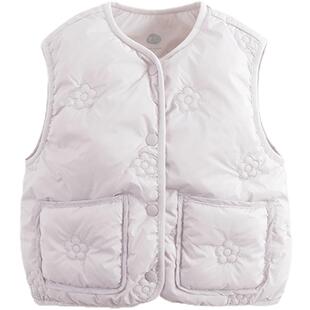 马克珍妮法式女童三防红色羽绒马甲儿童保暖背心冬装新年款232026