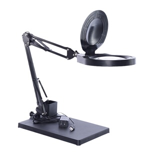 PDOK台式放大镜带灯机械臂支架阅读台灯看书高清维修鉴定雕刻专用