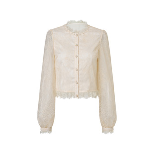 MAXRIENY宫廷复古风穿搭蕾丝雪纺衫25秋款华丽轻奢灯笼袖上衣女