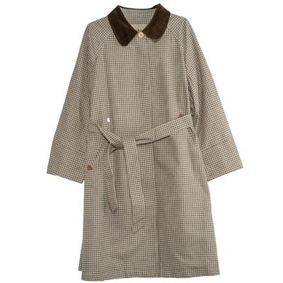 谜底翻领风衣女士2025秋季新款通勤风领口拼接长款外套25CME5008