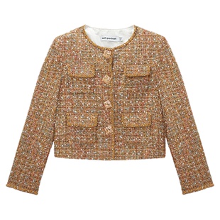 【唐艺昕同款】self-portrait 秋冬驼金色小香风千金圆领外套