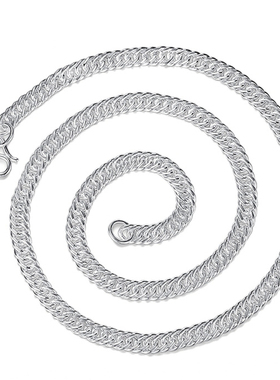 马鞭双扣银饰纯手工送男友项链