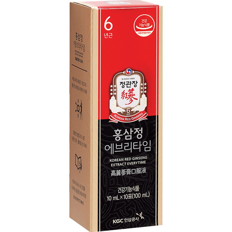 韩国进口正官庄6年根高丽参浓缩液红参液人参液红参饮品50ml*10袋