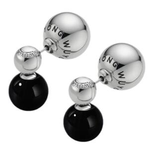 无用之用「悠然意趣」天然虎眼石白玉黑曜石紫水晶孔雀石耳钉耳饰