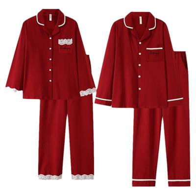新款情侣睡衣春秋款红色新婚