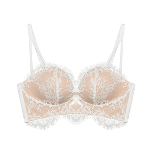 维多利亚法式蕾丝纯欲内衣女聚拢小胸显大收副乳防下垂性感文胸罩