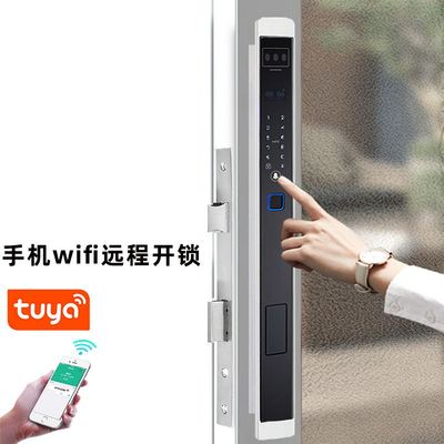 全自动人脸识别掌纹识别智能锁断桥铝指纹锁推拉门肯德基门密码锁