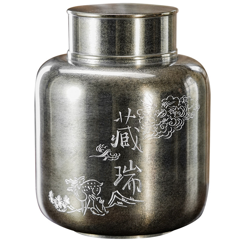 斑锡龙德瑞茶储大号仿古雕刻