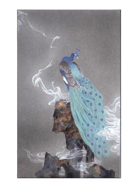 走廊入户过道蓝孔雀装饰画新品