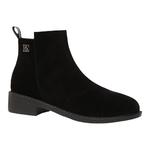 2025秋冬新款短靴女磨砂皮中跟粗跟短筒裸靴绒面尖头拉链加绒女鞋