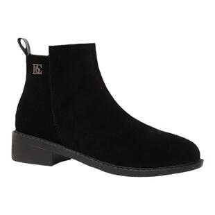 2025秋冬新款短靴女磨砂皮中跟粗跟短筒裸靴绒面尖头拉链加绒女鞋