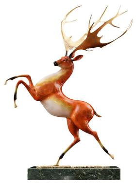 一鹿高升全铜鹿摆件中式客厅办公桌面摆设大气送长辈领导开业装饰