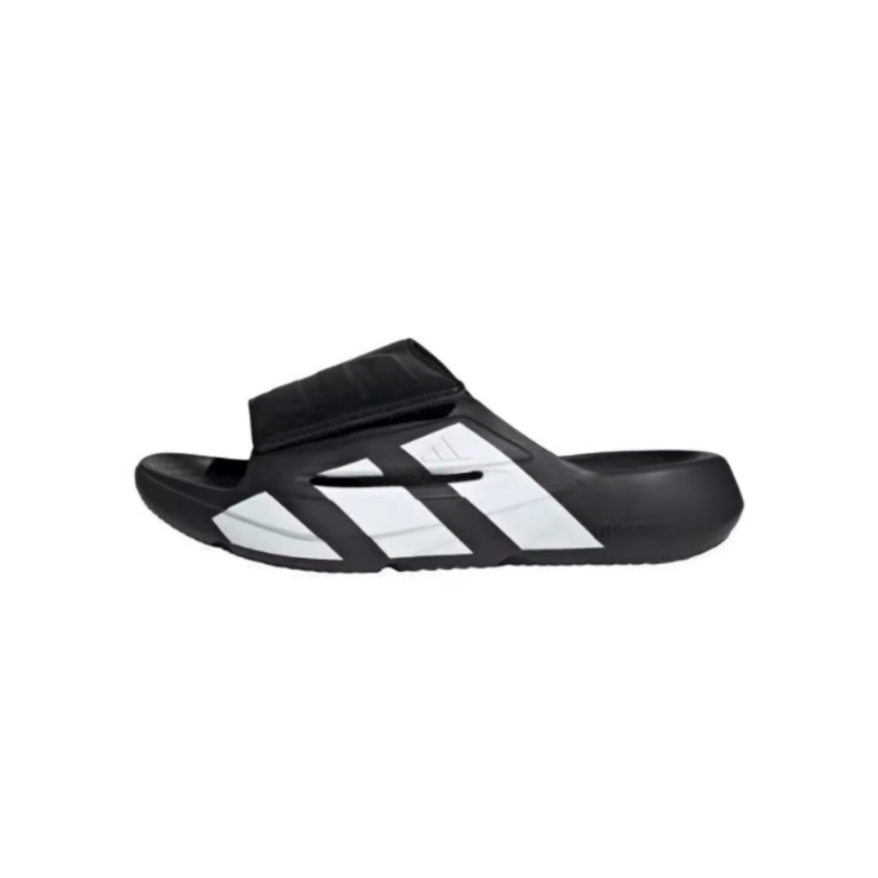 Adidas黑白奥利奥魔术贴运动拖鞋