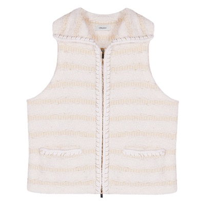 CRUSH花呢条纹翻领马甲