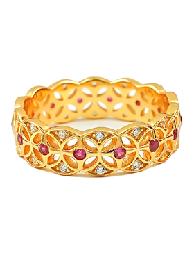 玫瑰花窗925银新中式排戒戒指