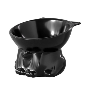 猫碗陶瓷猫食盆黑色喝水碗斜口高脚宠物狗粮食饭碗保护颈椎防打翻