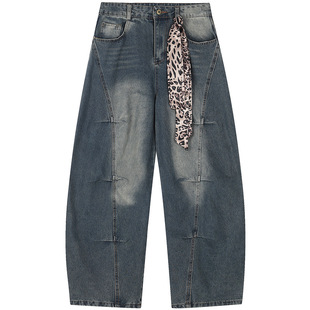 From Mars 真挚感情 美式时尚vintage丝带设计感宽松牛仔阔腿长裤