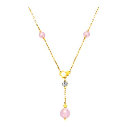 justgold镇金店闪闪星辰轻巧版黄金足金项链套链1419141Y