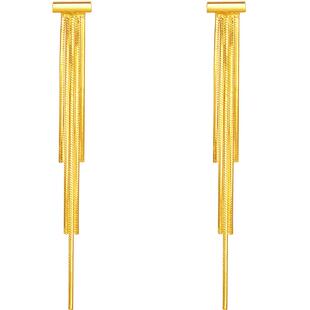 周六福黄金耳饰5G足金计价耳钉烂漫流苏系列新年礼物