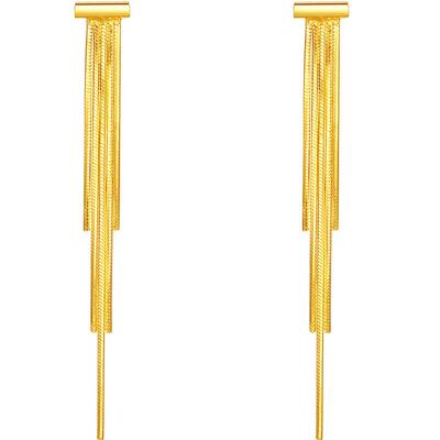 周六福黄金耳饰5G足金计价耳钉烂漫流苏系列新年礼物