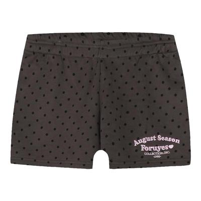 FORUYES官方店 美式复古校园风标语刺绣波点女ins潮修身休闲短裤