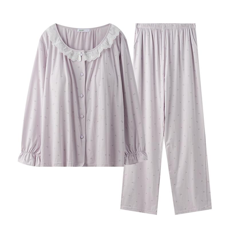 美季美优睡衣女2026春夏新款莫代尔棉带胸垫公主娃娃领套装家居服
