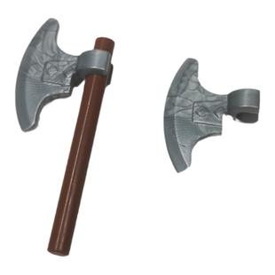 小积木颗粒维京人大板斧53454零件人仔手持武器斧头MOC古代冷兵器