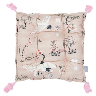 VANCASA栖霞凌羽 法式中国风椅子坐垫粉色餐椅垫客厅高级中式座垫