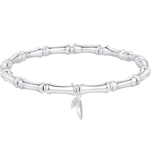 潮宏基竹节足银手镯节节高升竹报平安弹力绳设计礼物