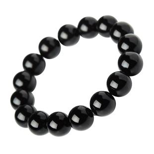 黑曜石手串东海水晶彩虹猫眼金曜石散珠子乌金黑耀石马本命年手链