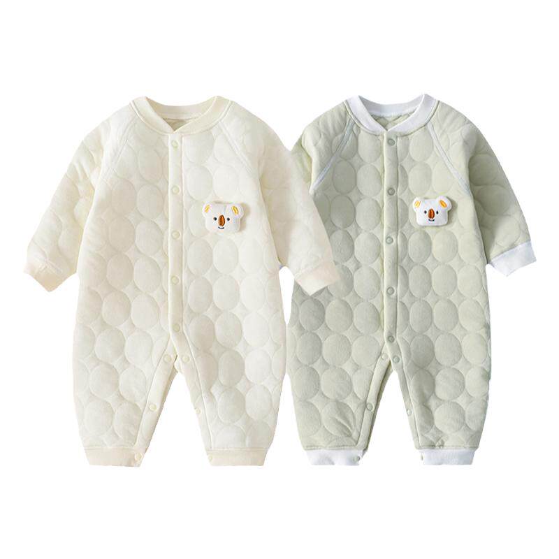JQ婧麒婴儿连体衣保暖秋装夹棉婴幼儿宝宝衣服秋冬哈衣服薄棉套装