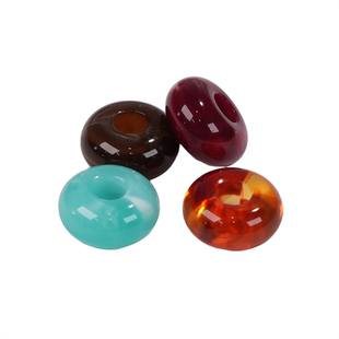 仿玉石云彩双色大孔算盘珠DIY手机链手串项链发绳中国风饰品配件