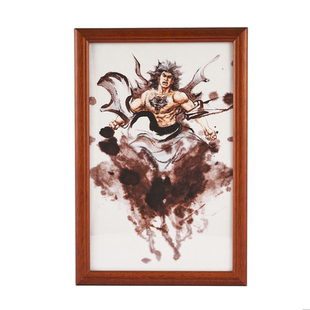 画说金庸 李志清人物框画 萧峰款 金庸武侠小说图书周边  宣纸画 实木画框 仿古仿真 创意摆件 现货