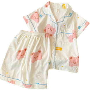 儿童睡衣夏季短袖云朵棉公主风女童2026新款夏天可爱家居服套装
