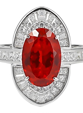 培育鸽血红宝石925银戒指