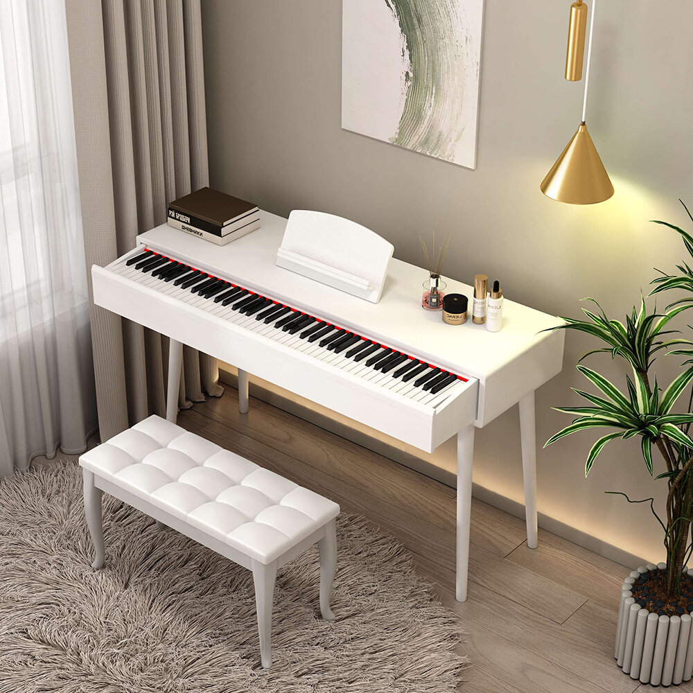 舒曼佳书桌实木抽屉琴88键重锤电子钢琴成人家用儿童初学者便携式