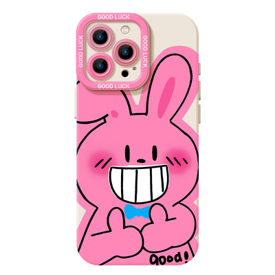 粉色搞怪兔子手机壳适用苹果系列