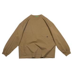 BPCALL 双峰长袖廓形纯棉叠穿圆领秋CityBoy风素T恤男女可穿