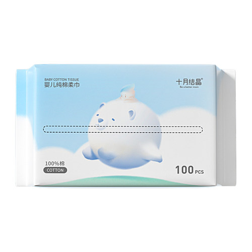 【S码】十月结晶婴幼儿棉柔巾加大尺寸干湿两用擦洗脸巾100抽*6包
