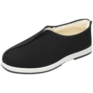 老北京布鞋男士冬季新款羊毛棉鞋加绒保暖一脚蹬休闲禅意居士僧鞋