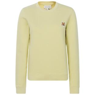 MAISON KITSUNE 春季新款淡黄色棉质狐狸小标刺绣女圆领套头衫