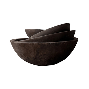 侘寂风佛手柑托盘高颜值木质托盘圆形果盘黑色木盆民宿酒店装饰