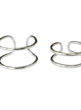 双层素圈戒指开口可调节S925纯银